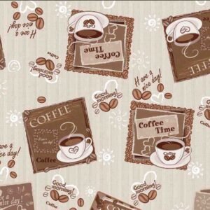 Coffee Time Wipe Clean Tablecloth PVC Vinyl Table cover Protector