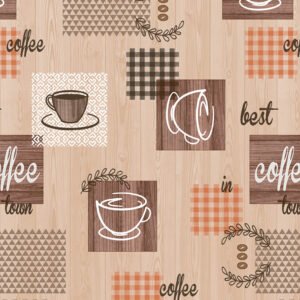 wipeable tablecloth a pattern of coffee cups and squares