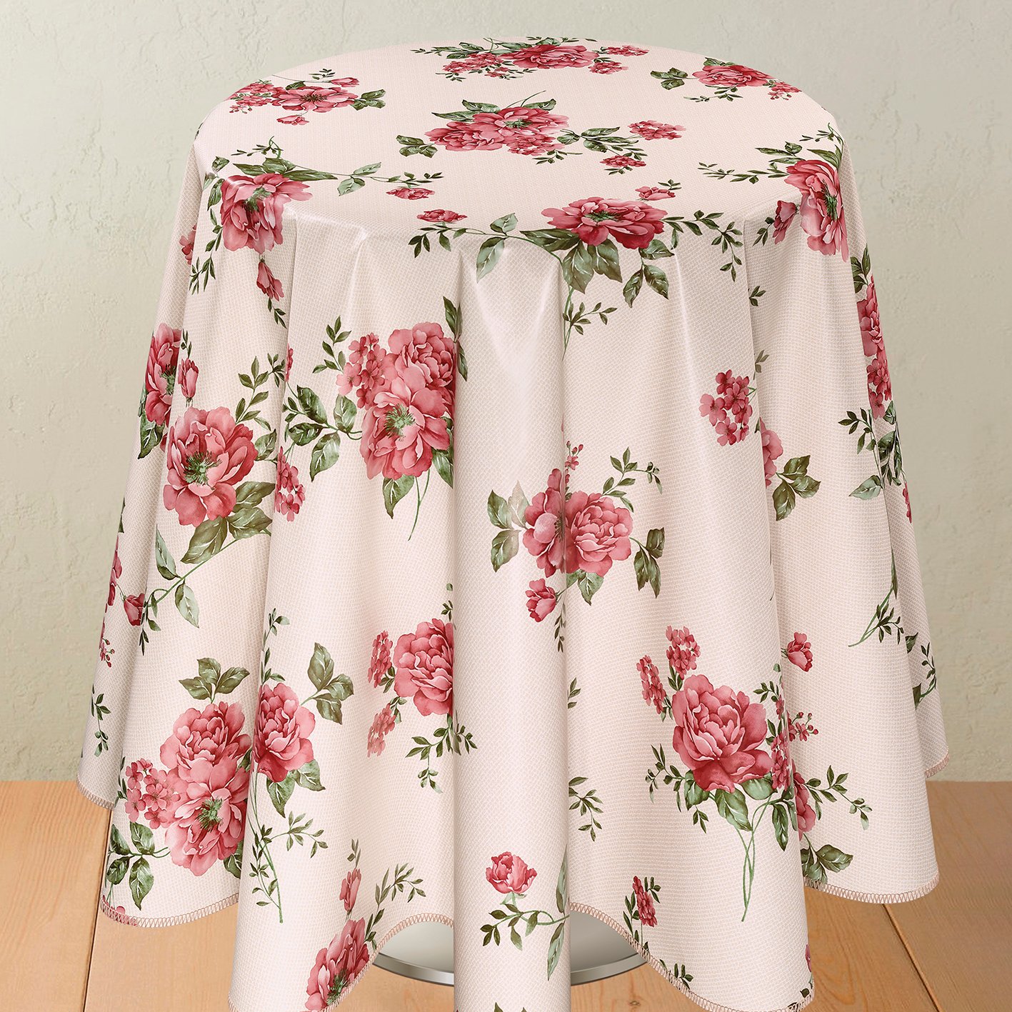 Red Flowers wipeable tablecloth