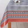 Grey and Red Plaid Wipe Clean Tablecloth – PVC Vinyl Table Cover with Hearts