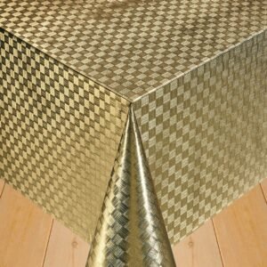 gold wipe clean tablecloth