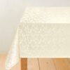 Cream Wipe easy tablecloth with embossed floral pattern