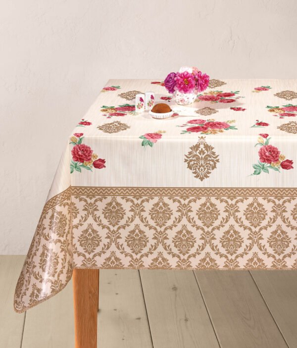 Red Flowers Wipe Clean Tablecloth