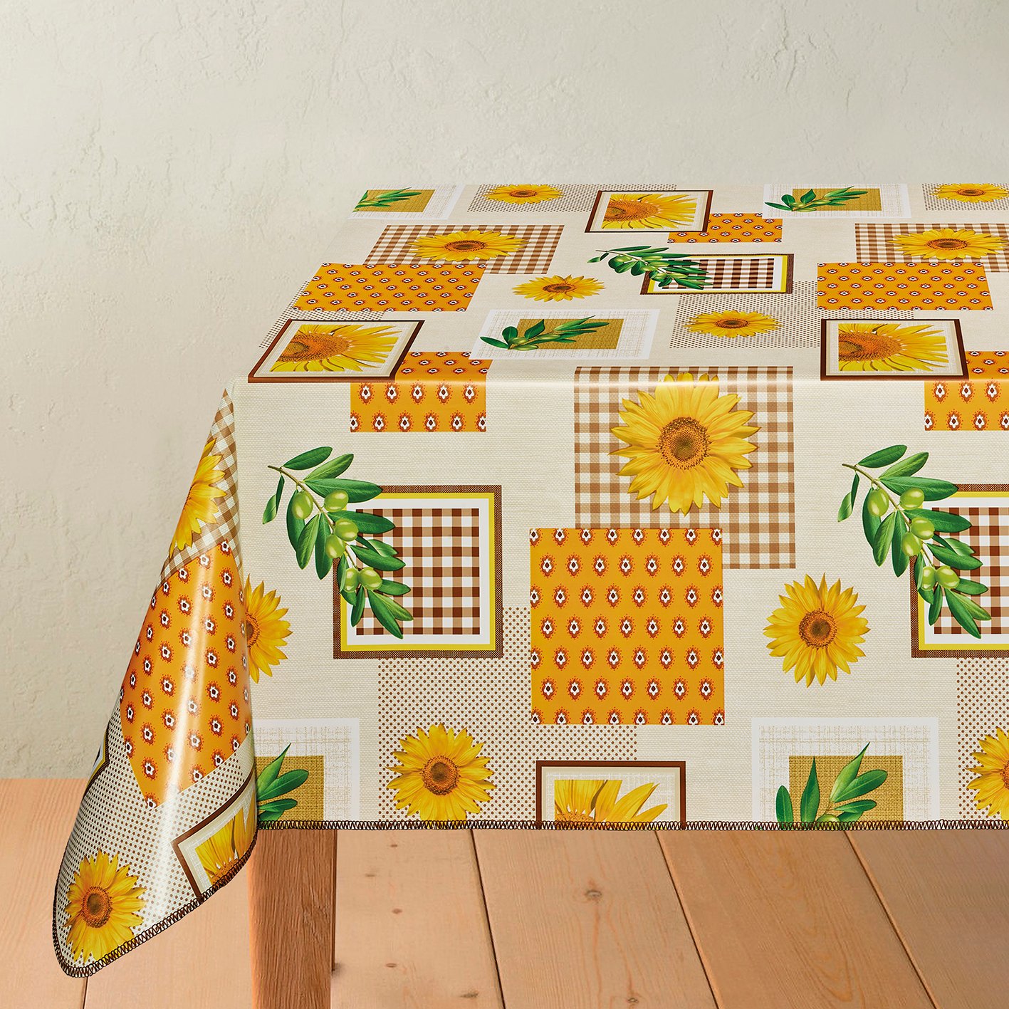 Yellow Flower Wipe Clean PVC Vinyl Tablecloth