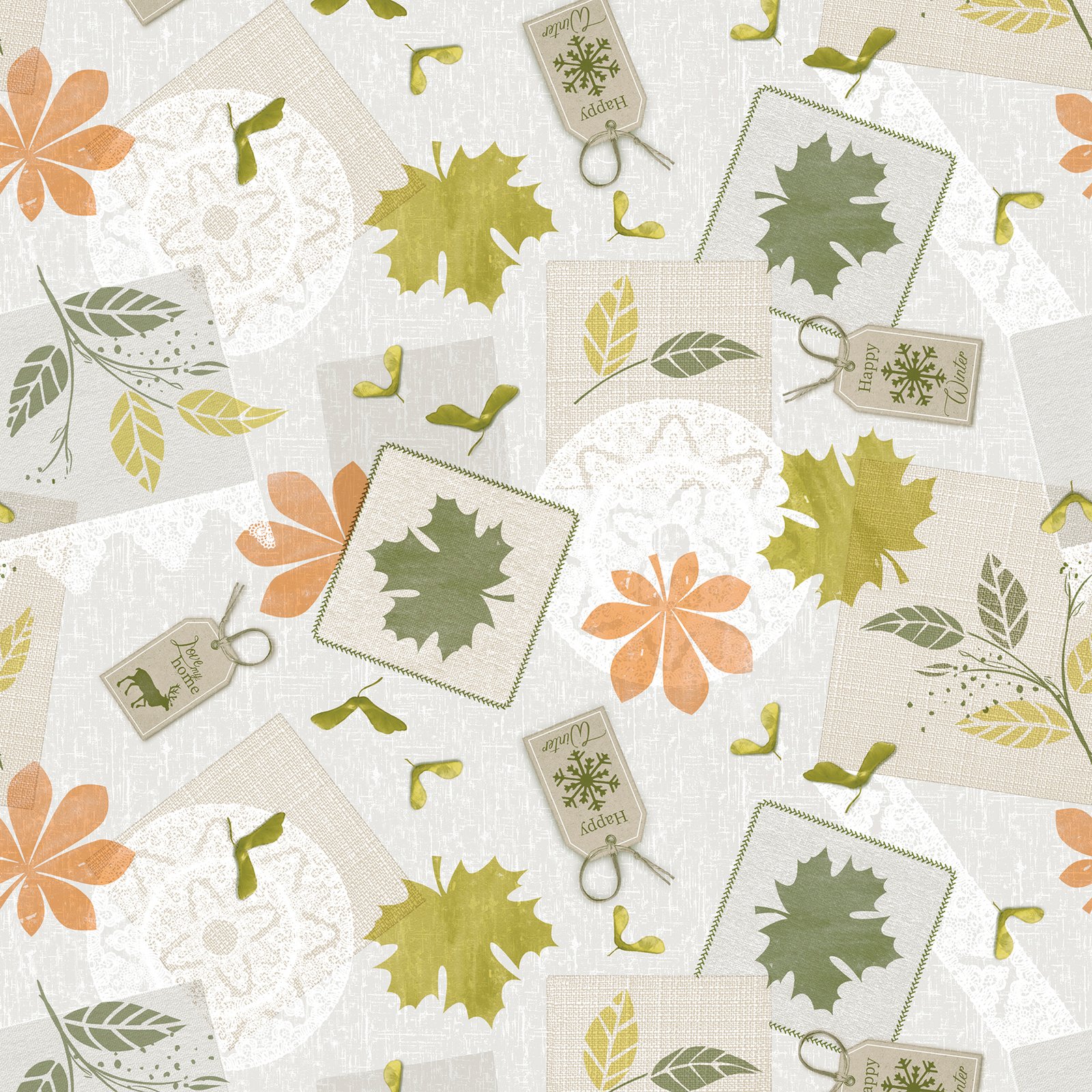 Green Orange Maple Leaf Wipe Clean Tablecloth - Image 2