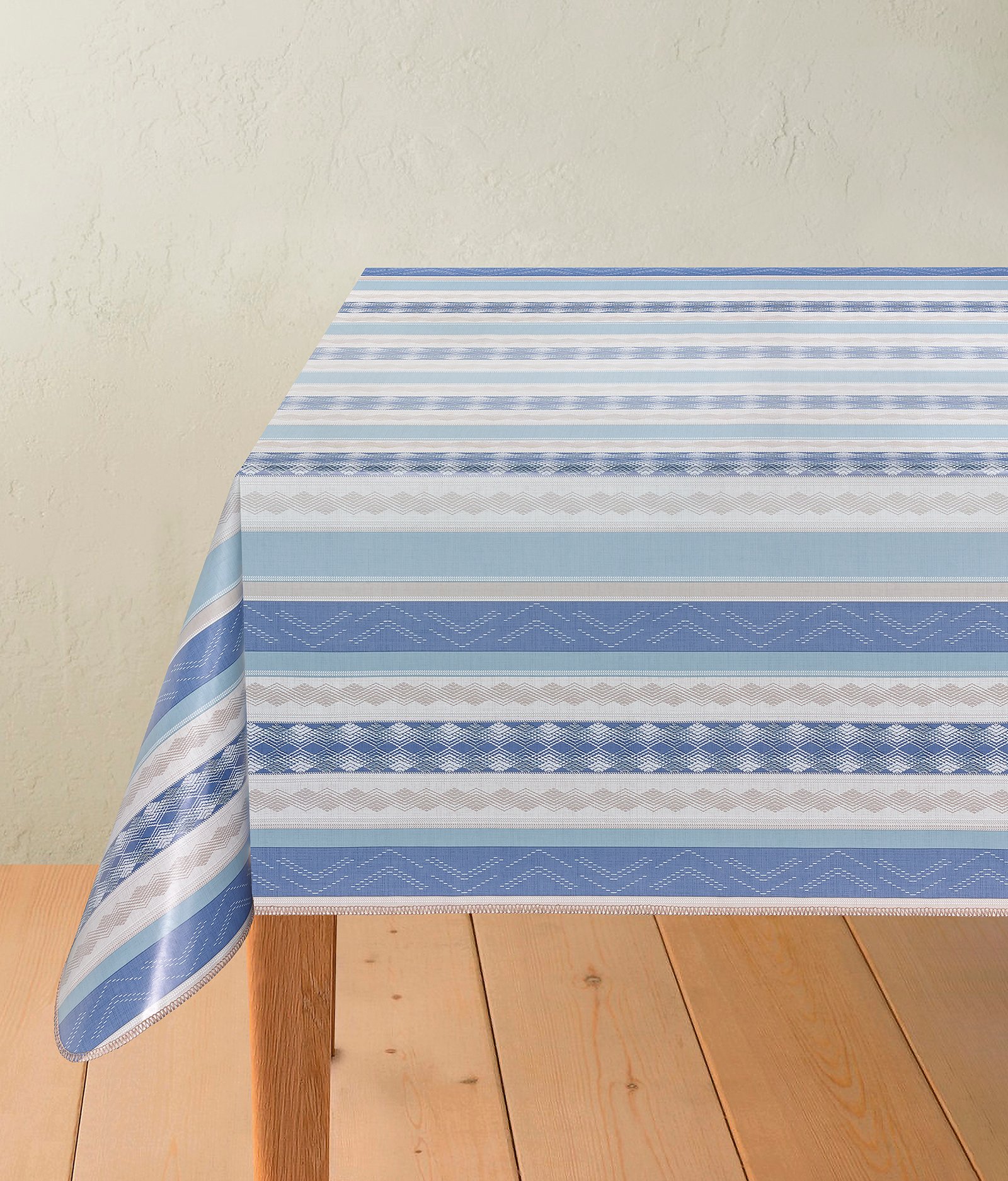 Blue Stripes Wipe Clean Tablecloth