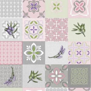 Alternative view of Turquoise Grey Floral Wipe Clean Tablecloth